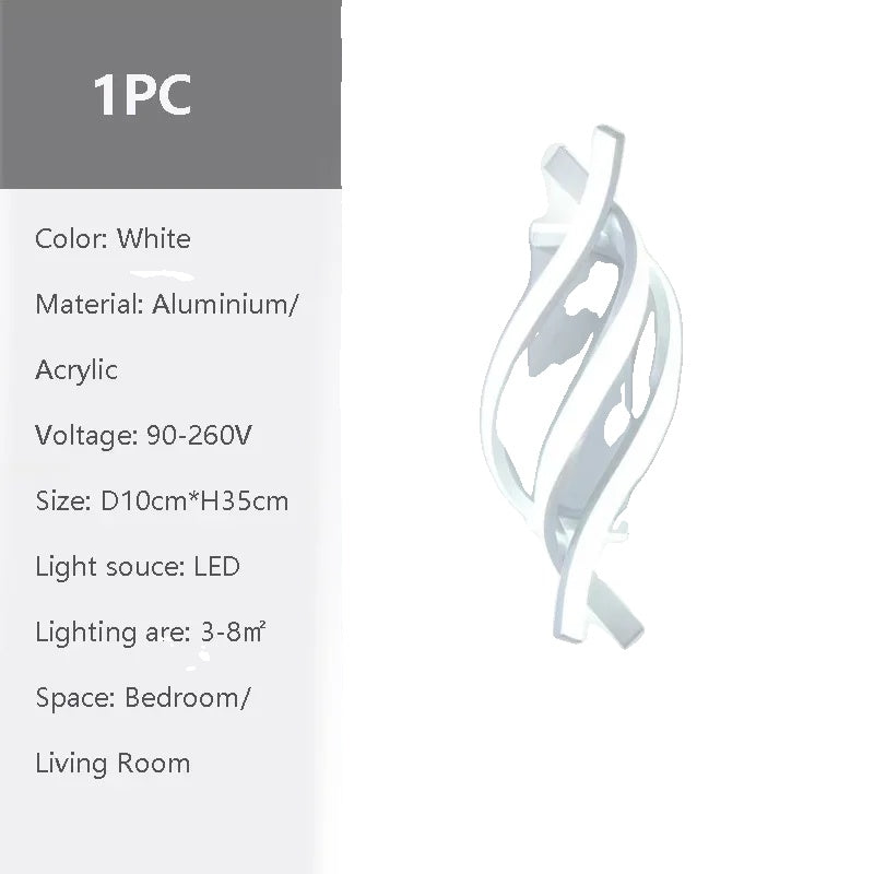 Variant image for Modern Minimalist LED Wall Lamp – Dimmable Wall Sconce Lighting in Black and White for Indoor Use in Bedroom or Aisle-1