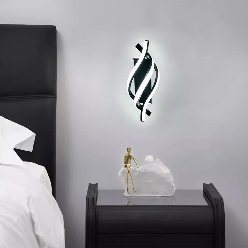 Modern Minimalist LED Wall Lamp – Dimmable Wall Sconce Lighting in Black and White for Indoor Use in Bedroom or Aisle-5