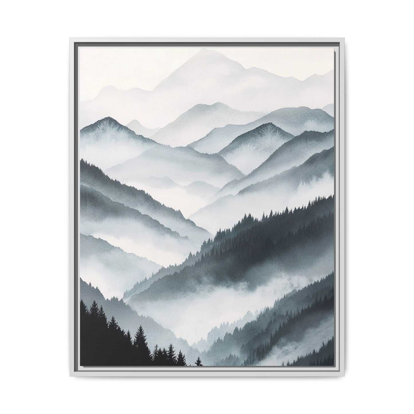 Whispering Peaks Serene Mountain Mist Canvas