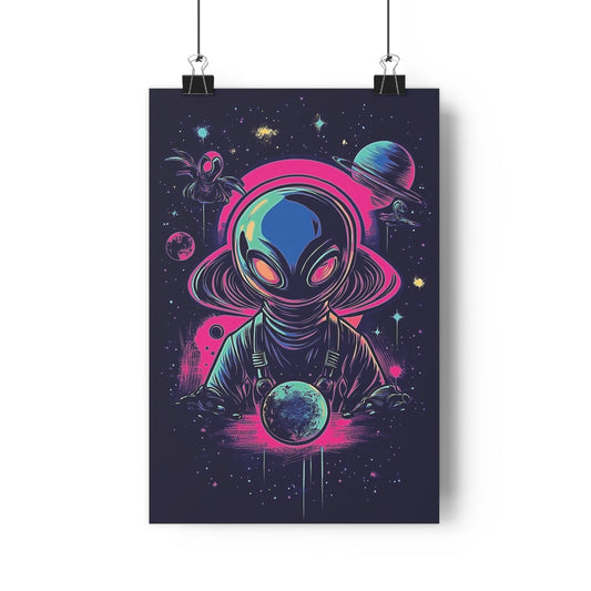 Galactic Guardian Neon Space Explorer Poster