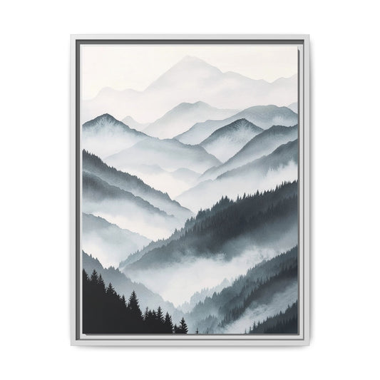 Whispering Peaks Serene Mountain Mist Canvas