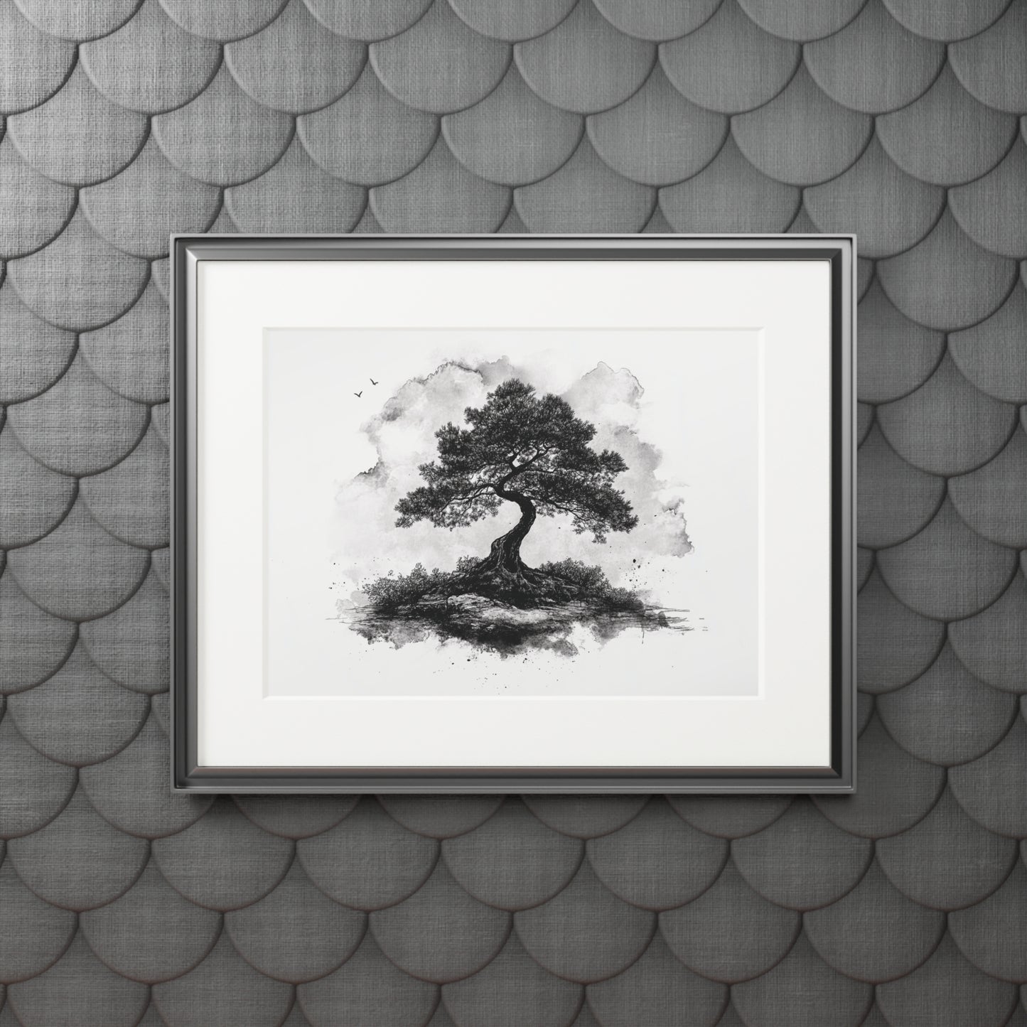 Tranquil Wisdom Inked Bonsai Art Print