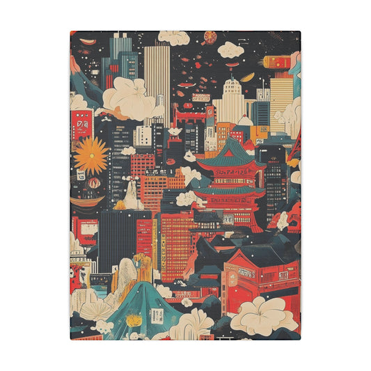 Japanese Cityscape Matte Canvas