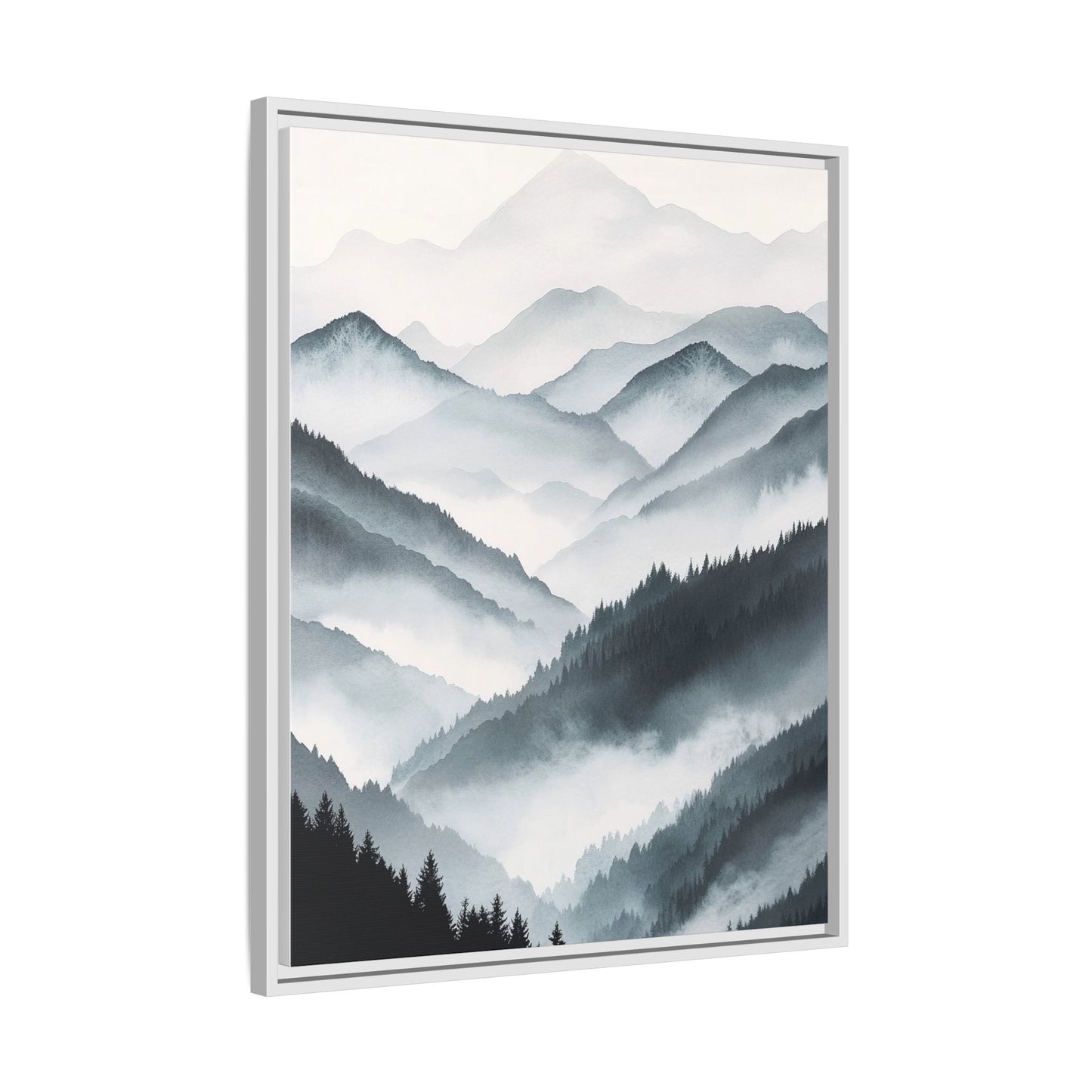 Whispering Peaks Serene Mountain Mist Canvas