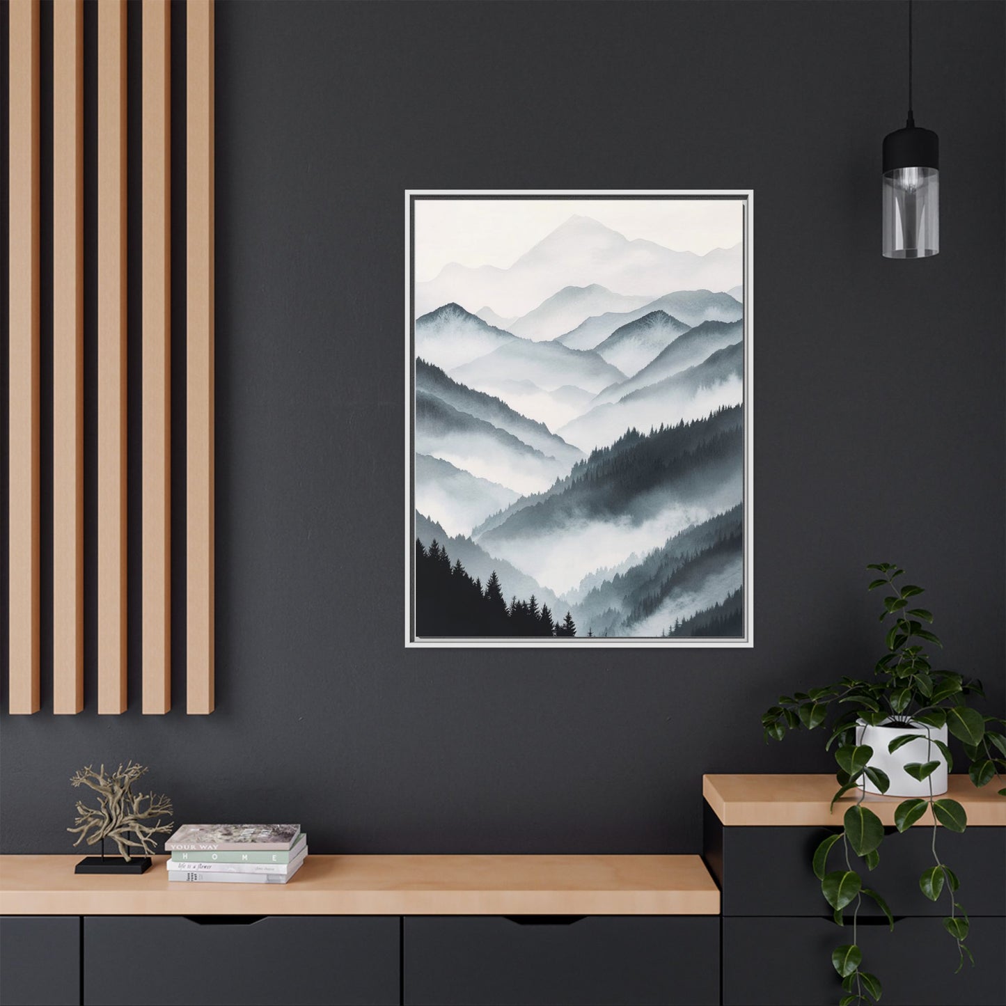 Whispering Peaks Serene Mountain Mist Canvas