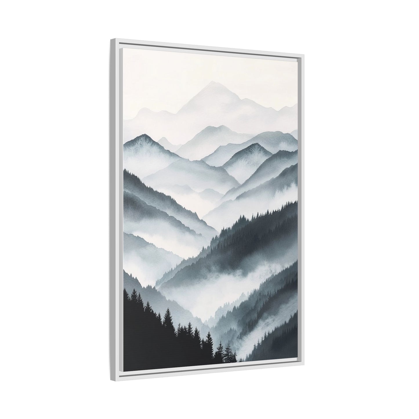 Whispering Peaks Serene Mountain Mist Canvas