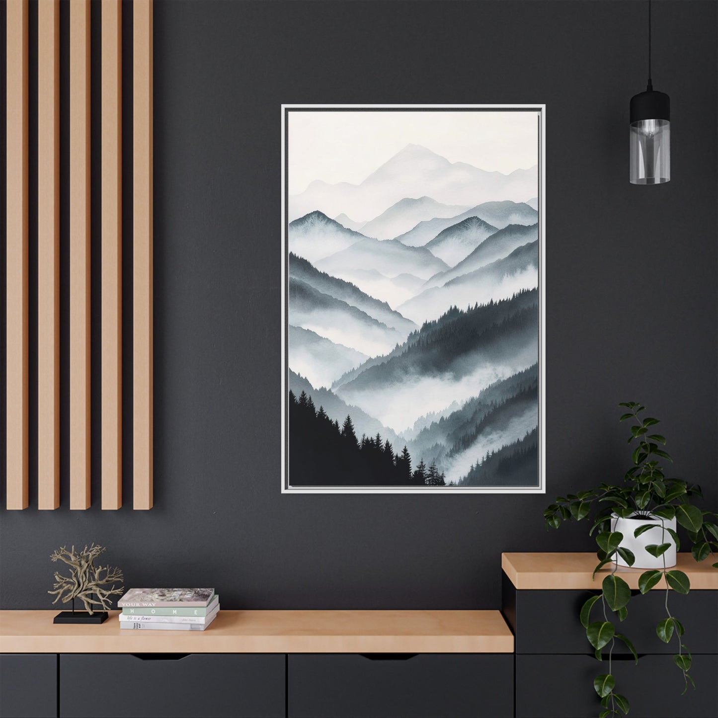 Whispering Peaks Serene Mountain Mist Canvas