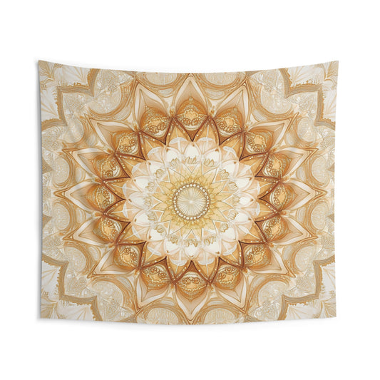 Golden Harmony Mandala Wall Tapestry