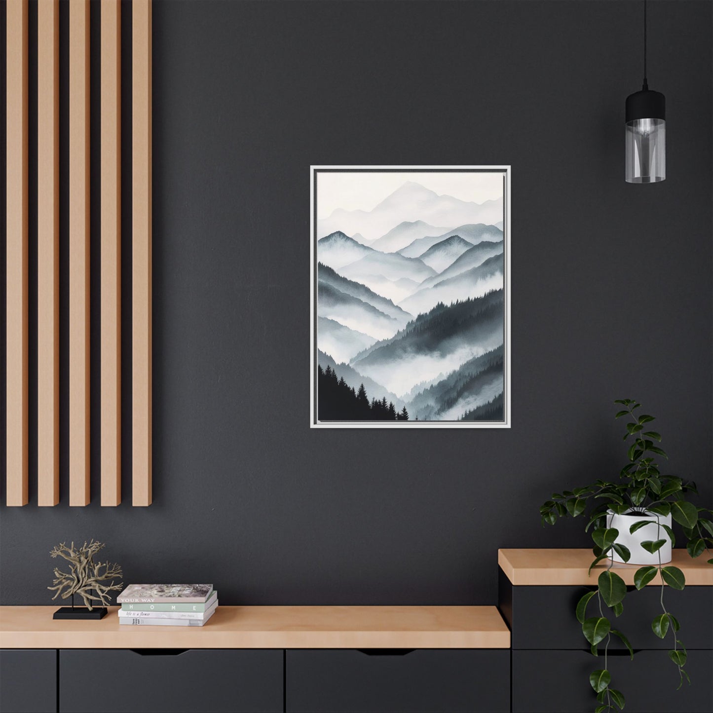 Whispering Peaks Serene Mountain Mist Canvas