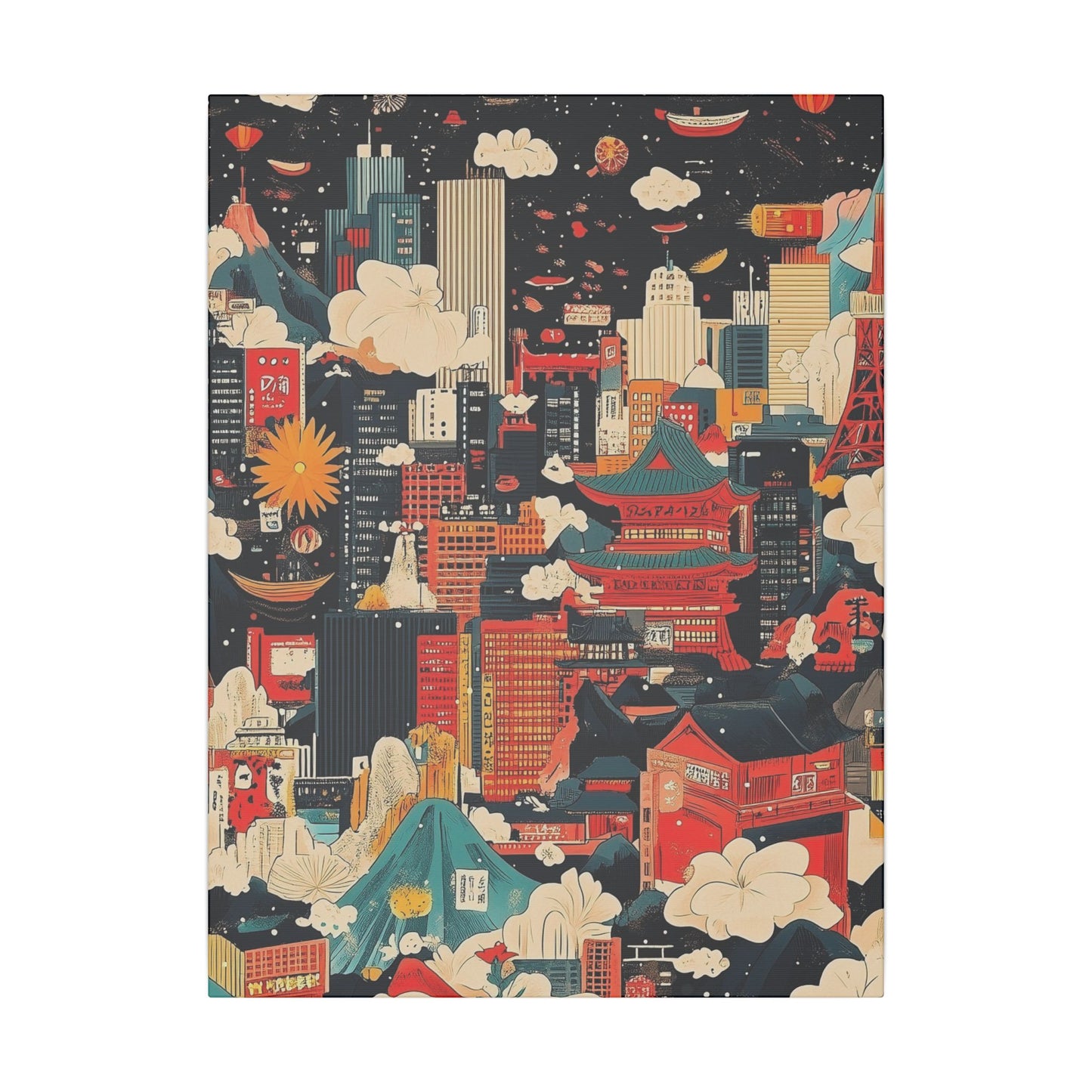 Japanese Cityscape Matte Canvas