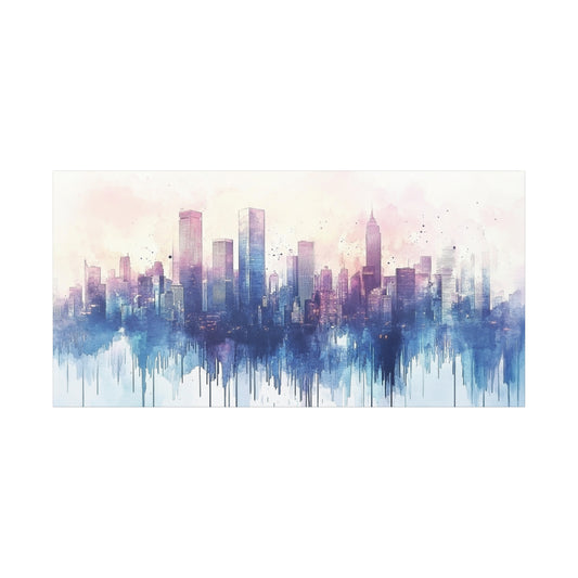 Urban Serenity Watercolor Skyline Print