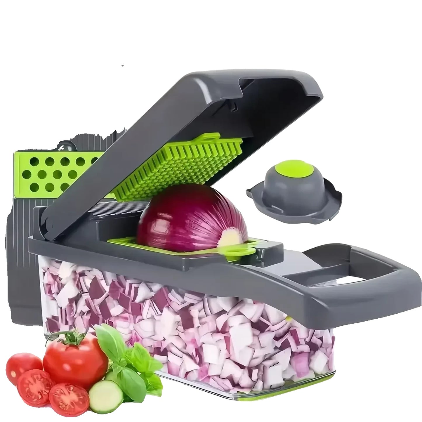 Variant image for Vegetable Chopper – 14-in-1 Multifunctional Slicer, ABS and Stainless Steel, Grey-2