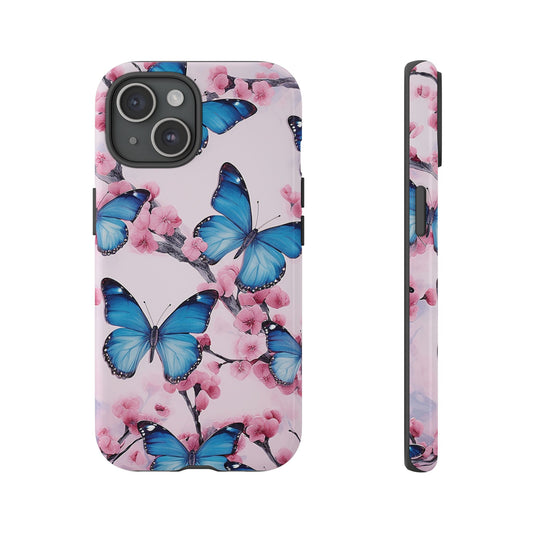 Blue Butterfly Blossom Tough Phone Case