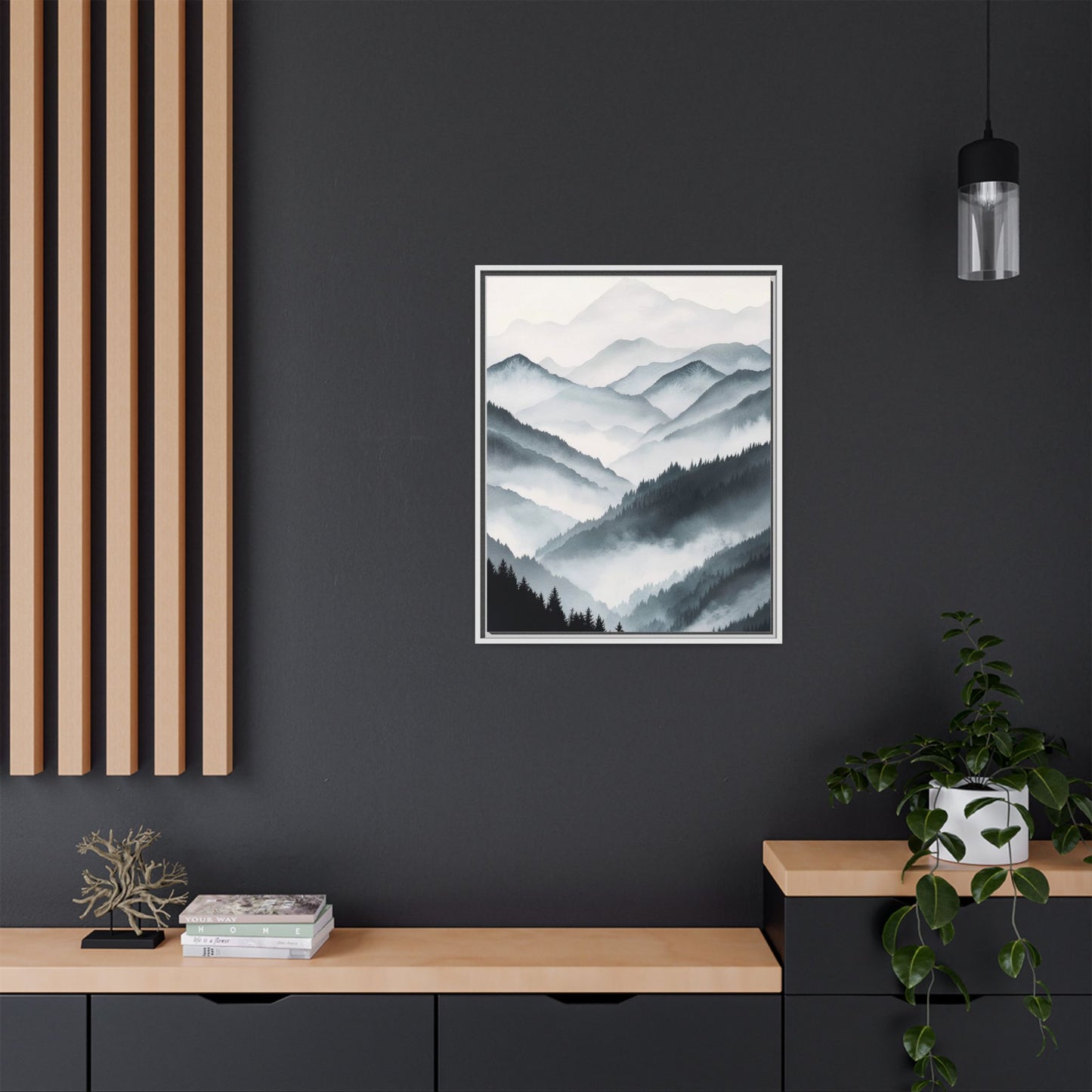 Whispering Peaks Serene Mountain Mist Canvas