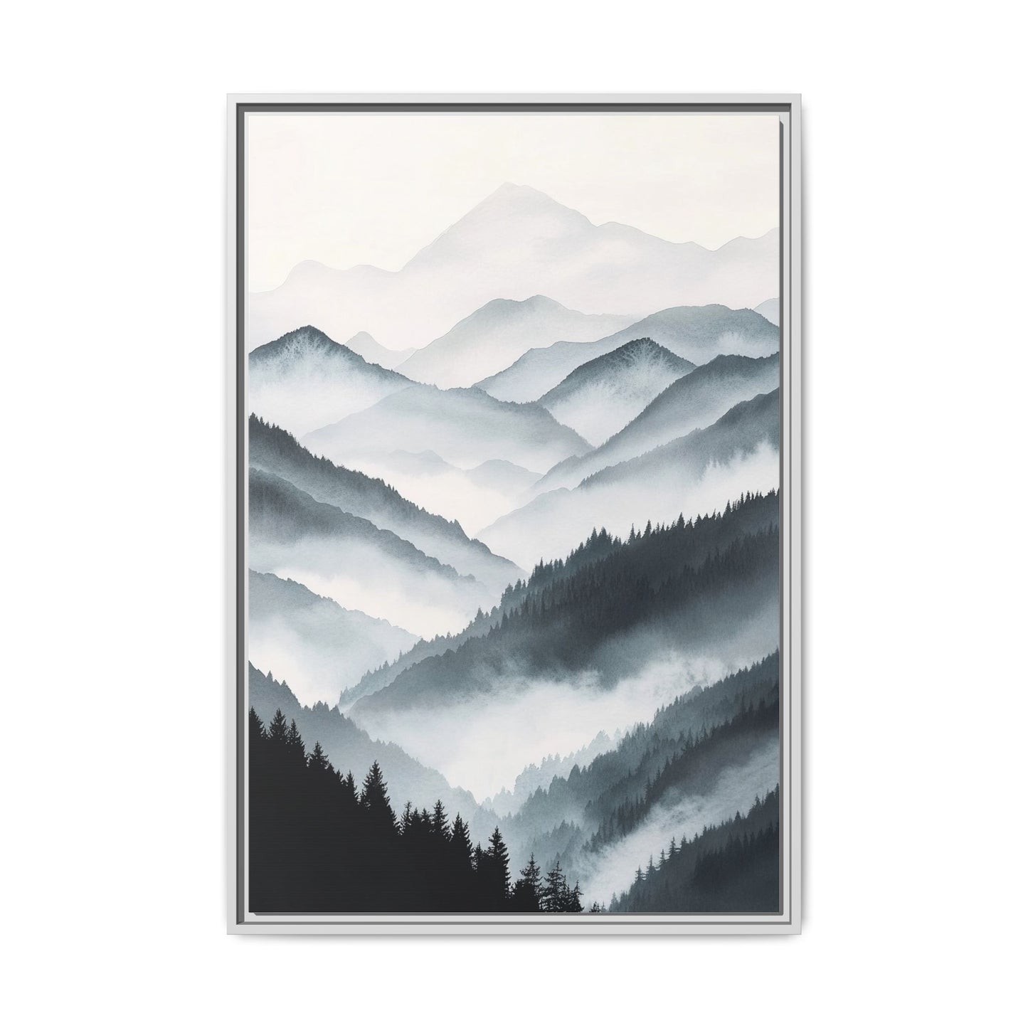 Whispering Peaks Serene Mountain Mist Canvas