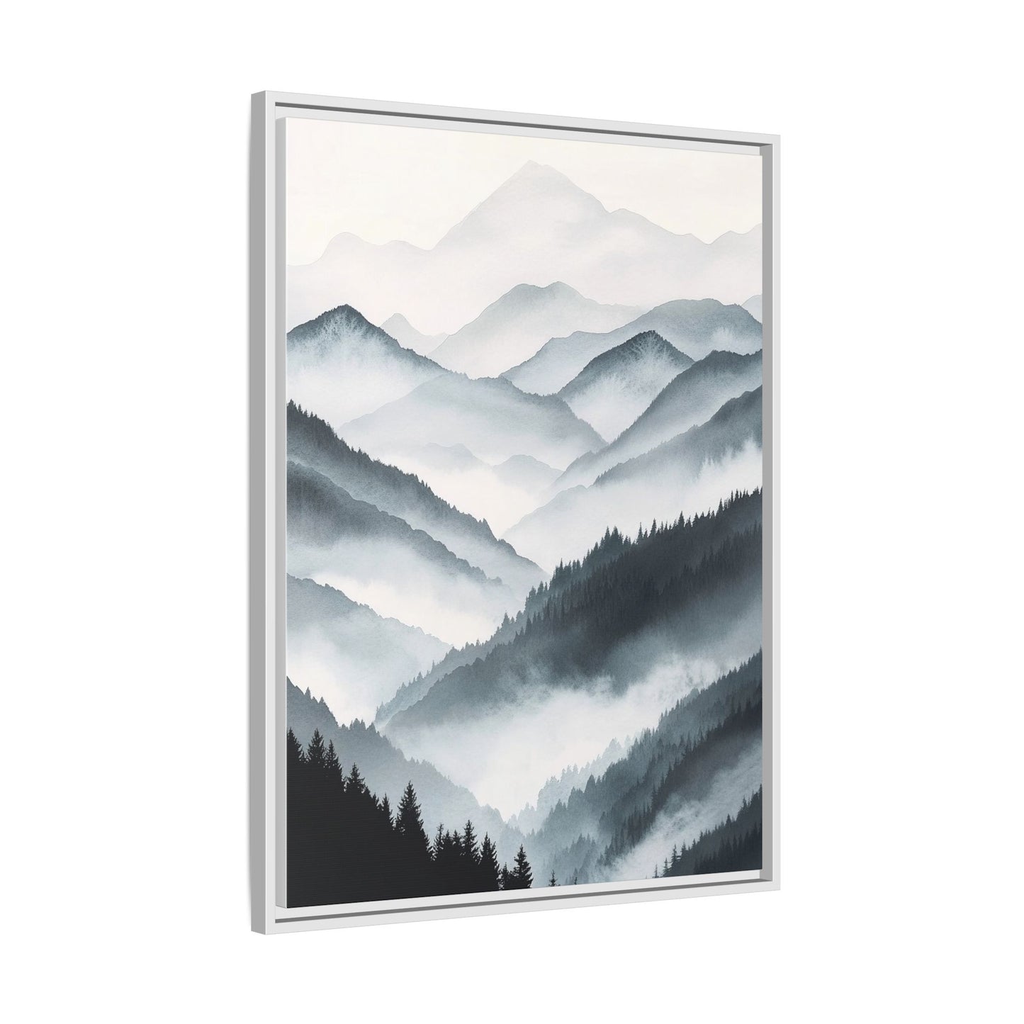 Whispering Peaks Serene Mountain Mist Canvas