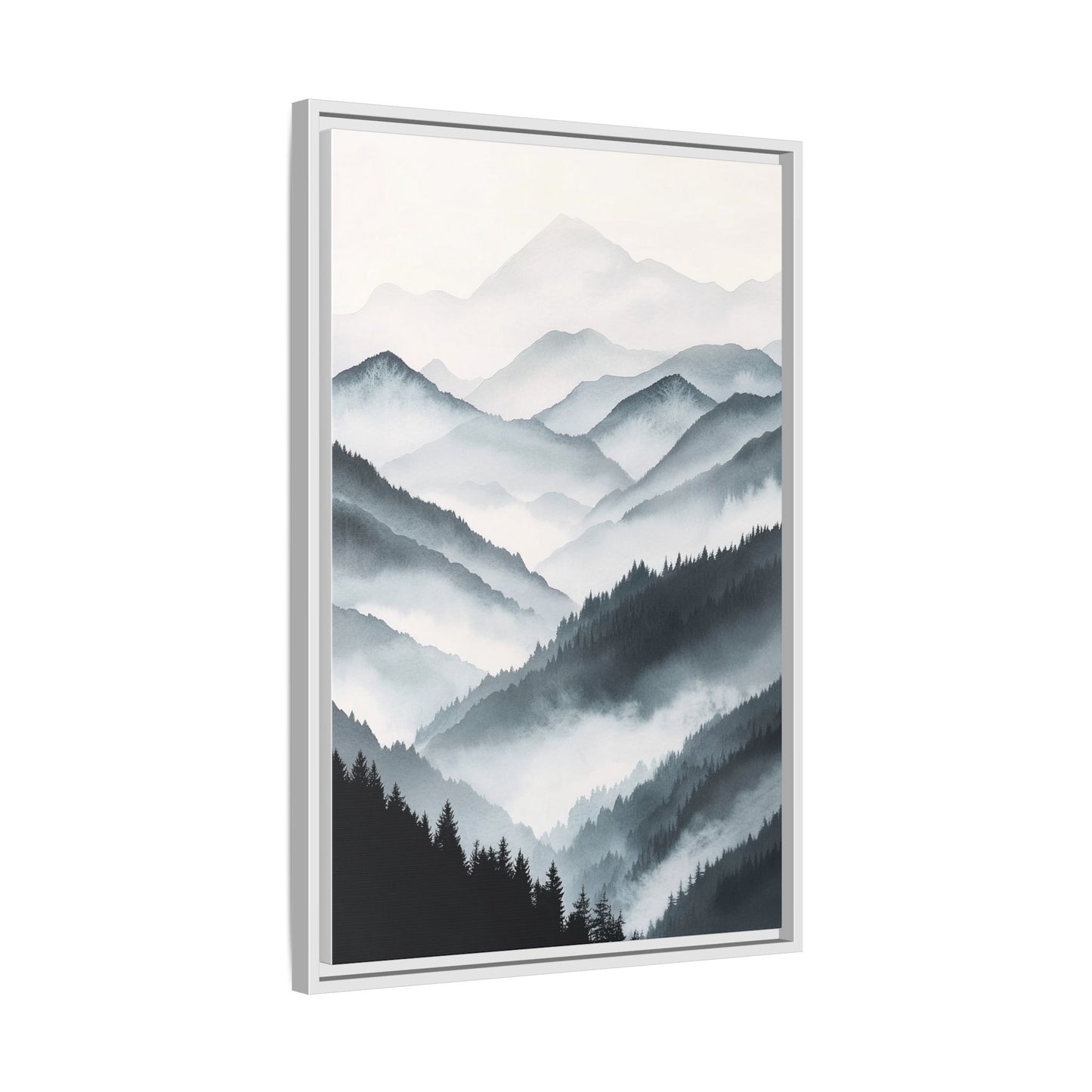 Whispering Peaks Serene Mountain Mist Canvas