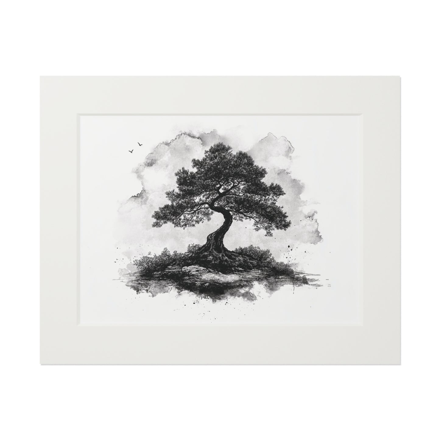 Tranquil Wisdom Inked Bonsai Art Print