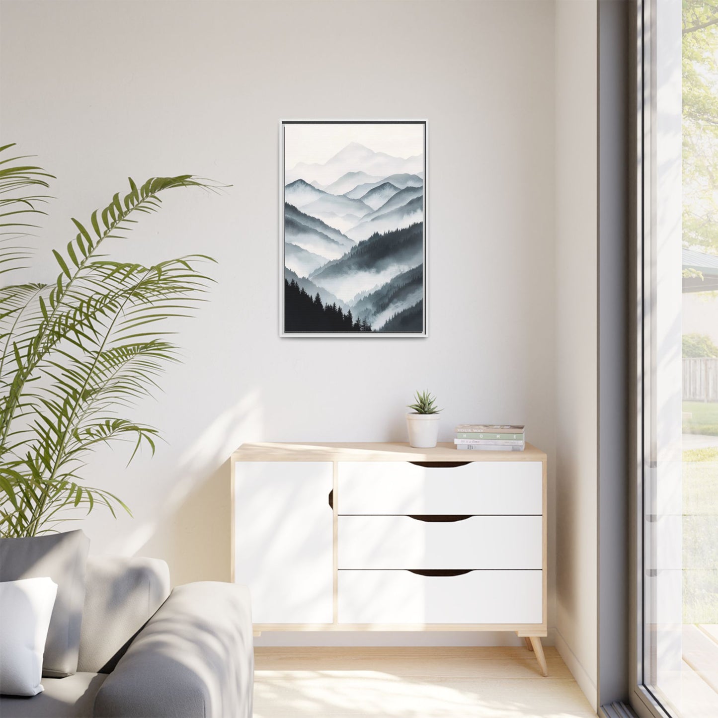 Whispering Peaks Serene Mountain Mist Canvas