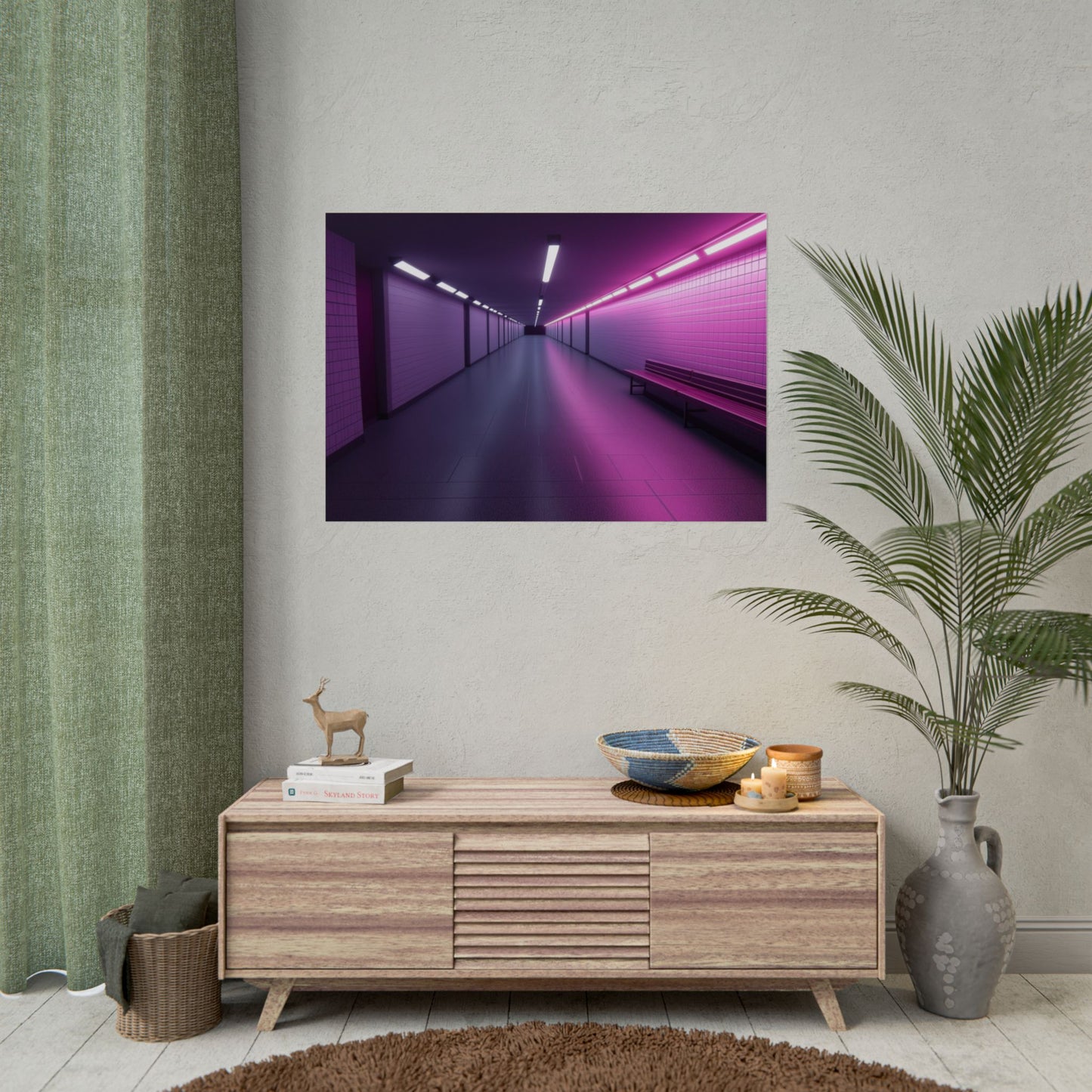 Neon Pathway Art Print Poster