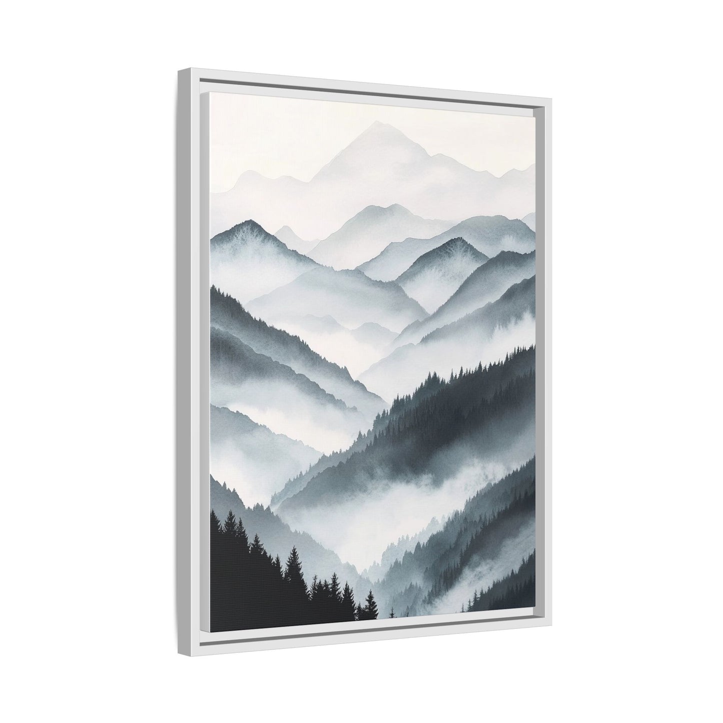 Whispering Peaks Serene Mountain Mist Canvas