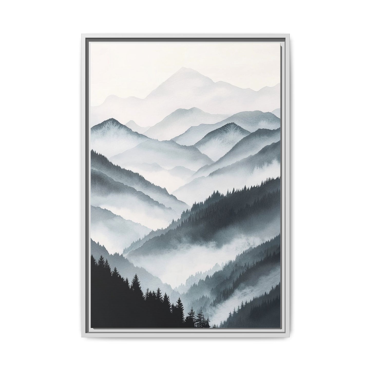 Whispering Peaks Serene Mountain Mist Canvas