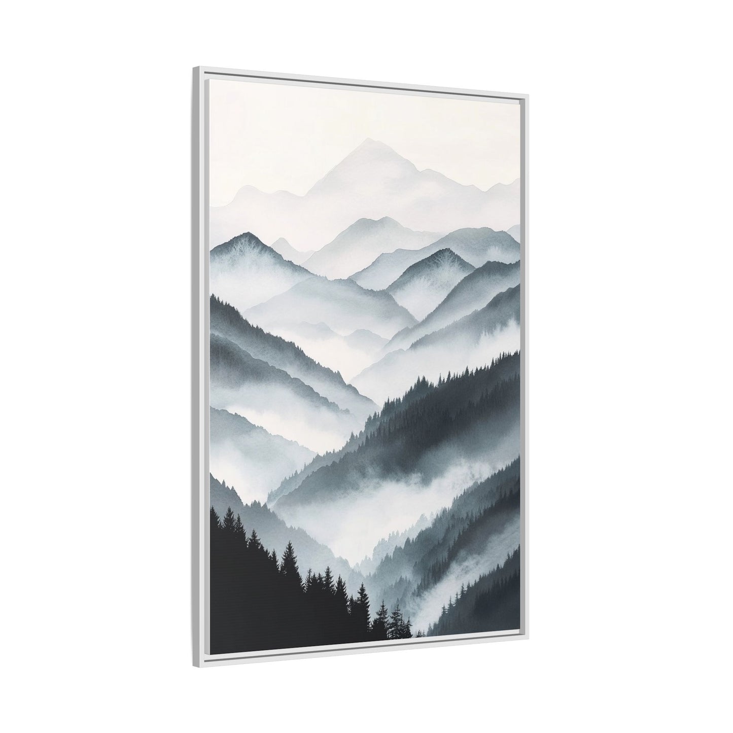 Whispering Peaks Serene Mountain Mist Canvas