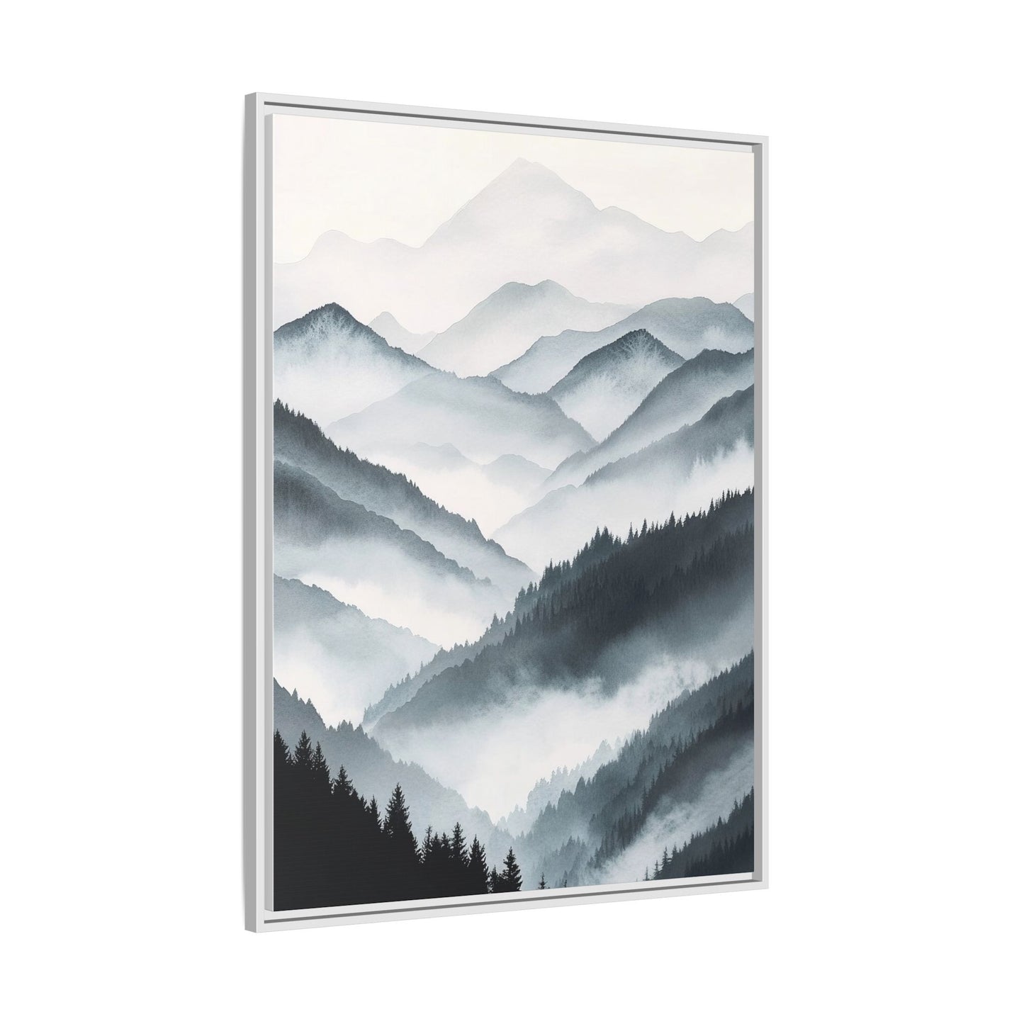 Whispering Peaks Serene Mountain Mist Canvas