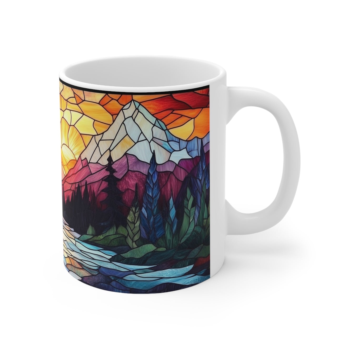 Stained Glass Mountain Sunset Mug 11oz/15oz