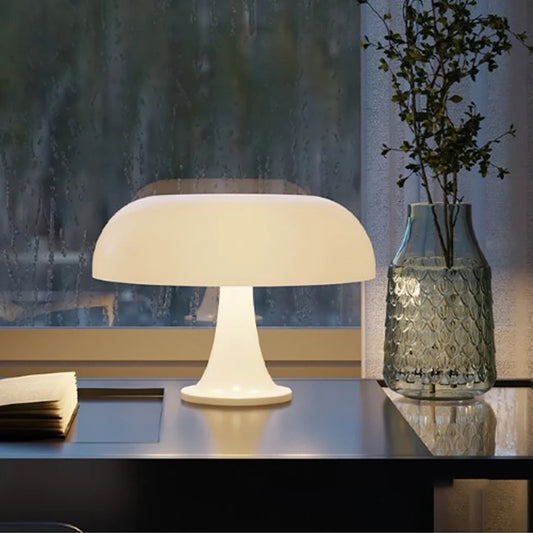 Table Lamp – Minimalist Mushroom Design, ABS and PS, Orange and White for Bedside or Living Room-4